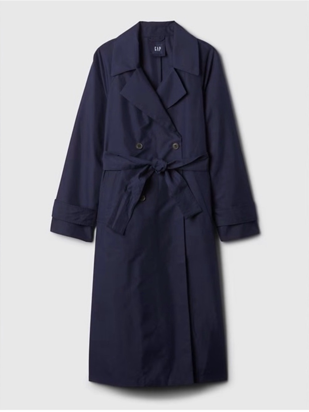 GAP Navy Double-Breasted Long Icon Trench Coat - NWOT